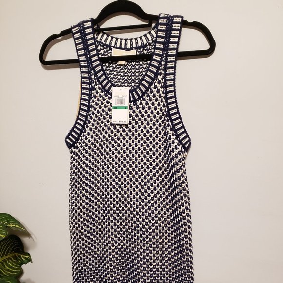 New Michael Kors Navy Blue Sweater Dress with fringe bottom - Picture 12 of 13